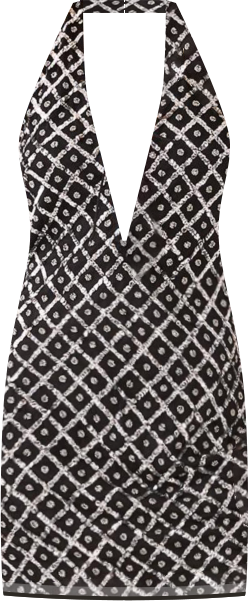 Women's Grid Lace Up Front Mini Dress