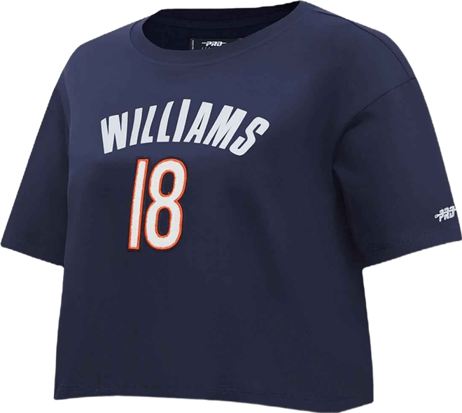 Women's Caleb Williams Navy Chicago Bears Player Name Number Cropped Boxy T-Shirt