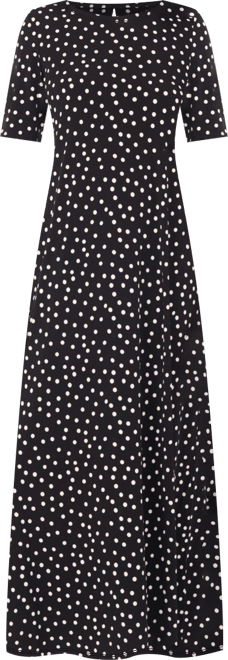 Women's Polka Dot Crew Neck Maxi Dress