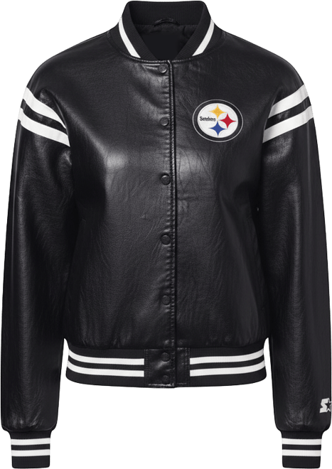 Women's Black/White Pittsburgh Steelers High Heat Full-Snap Varsity Jacket