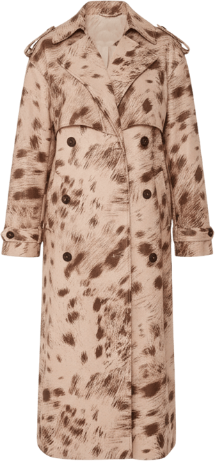 Women's Cow Print Faux Leather Trench Coat