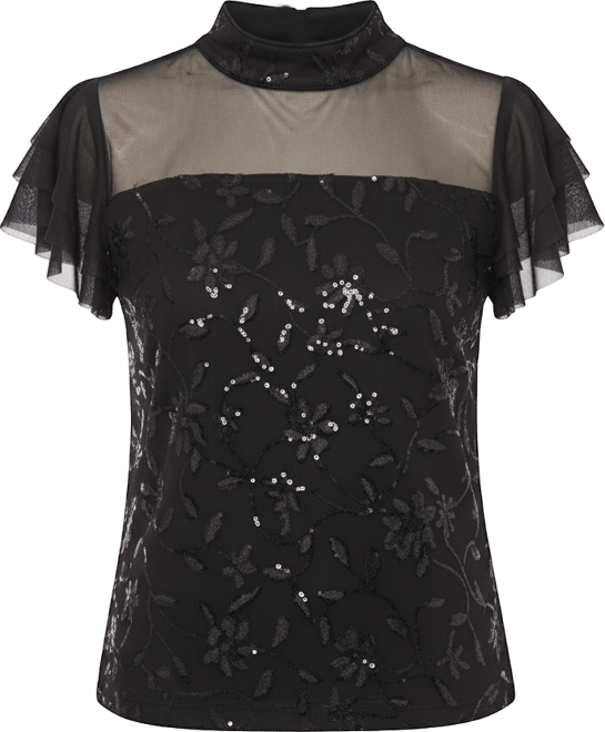 Women's Embellished Detail Mock Neck Top