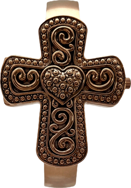 Rose Gold Cross Shape Bangle Women Watch