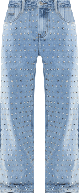 Women's Studded Straight Leg Denim Jeans