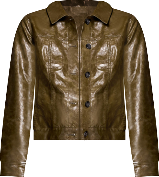 Women's Faux Leather Button-Front Collar-Accent Jacket