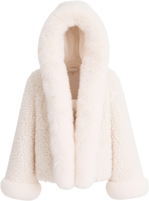 Women's Jumbo Kali White Faux Shearling Fur Trimmed Coat