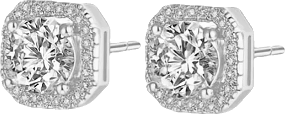 Serena Halo Stud Earrings Gold & White Gold Plated