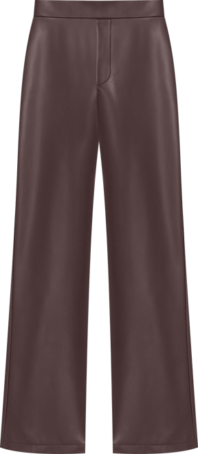 Women's Coated Faux Leather Wide Leg Pull On Pant