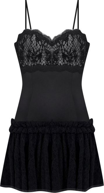 Women's Umra Black Contrast Lace Sweetheart Gathered Mini Dress