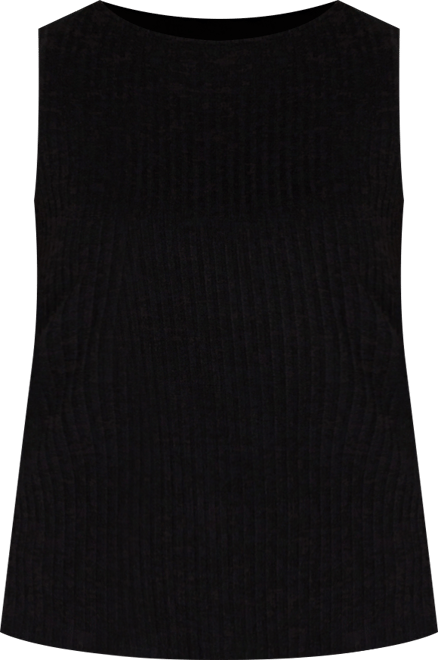 Women's Sleeveless Boat Neck Rib Knit Top