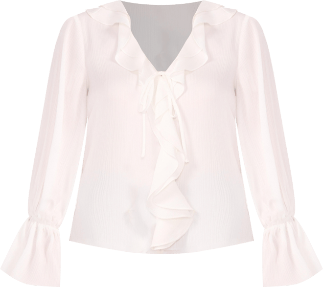 Women's Ruffled V-Neck Bell-Sleeve Blouse