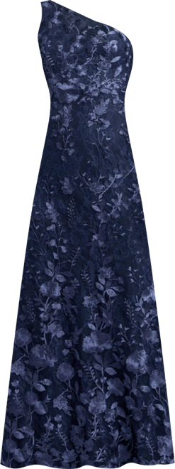 Women's One Shoulder Lace Embroidered Gown