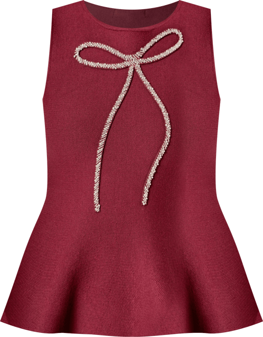 Women's Peplum Bow Embelisshed Top