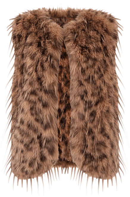 Women's Leopard Print Faux Fur Gilet