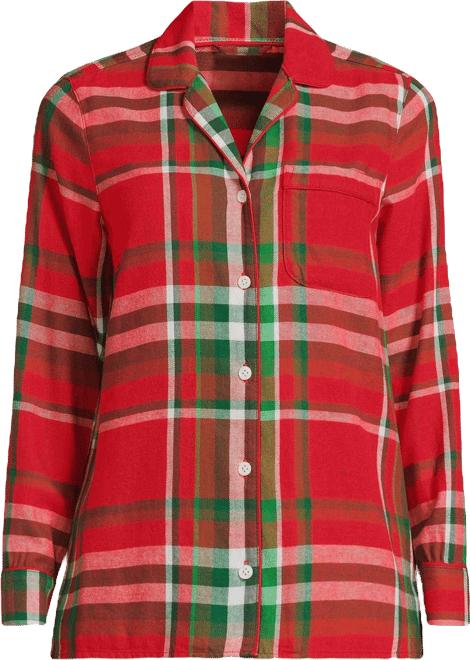 Women's Long Sleeve Print Flannel Pajama Top