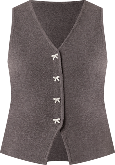 Women's Rhinestone Bow Button Knit Vest