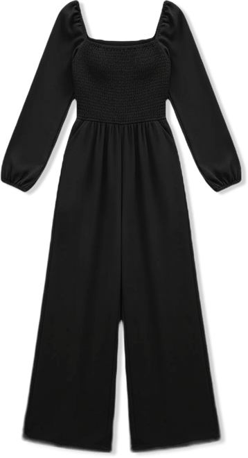 Women's Chic Smocked Square Neck Wide Leg Jumpsuit