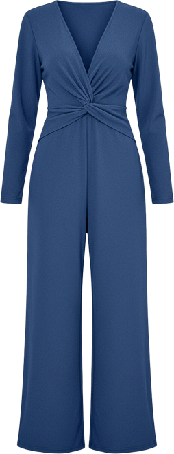 Women's Elegant Twist Front Wide Leg Jumpsuit