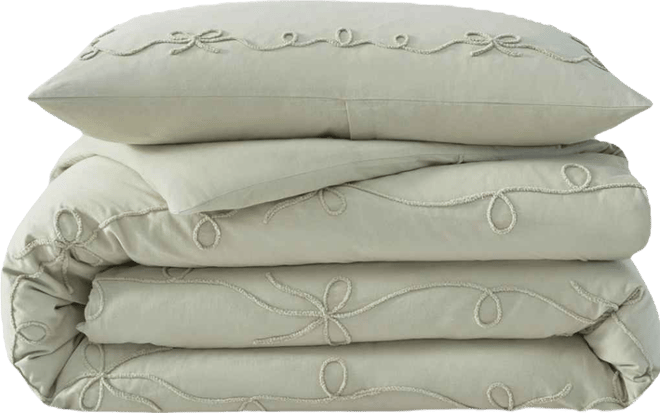 Sasha Bows Embroidered 2-Pc. Duvet Cover Set, Twin