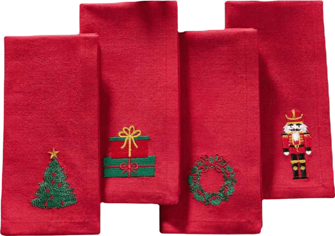 Holiday 4-Pc. Embroidered Napkin Set, 17" x 17"