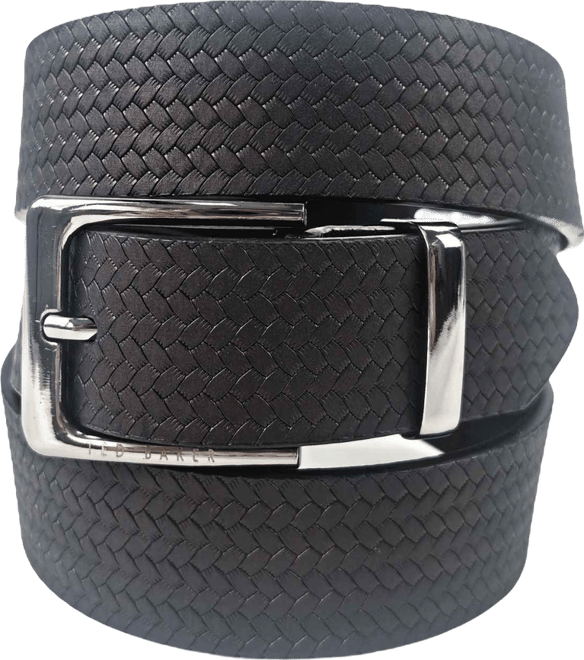London Men's Black Embossed Leather Belt