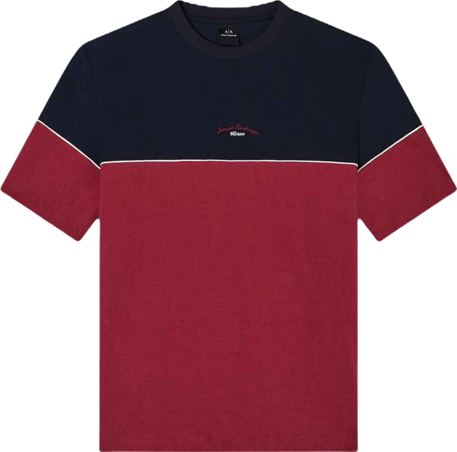 Men's Color Block Embroidered Center Logo T-Shirt