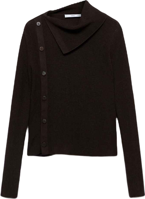 Women's Asymmetrical Neck And Buttons Sweater