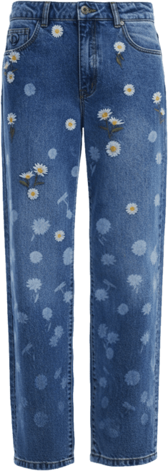 Women's Straight jeans with daisies