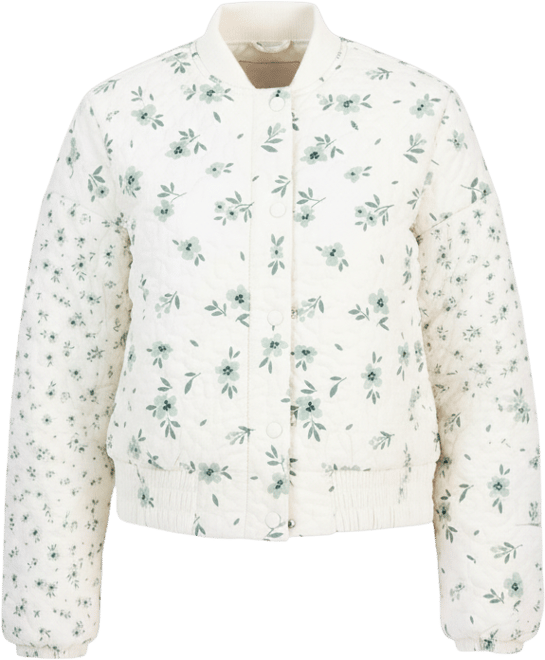 Juniors' Floral-Print Quilted Bomber Jacket