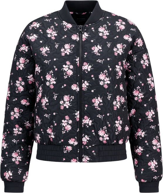 Juniors' Floral-Print Quilted Bomber Jacket