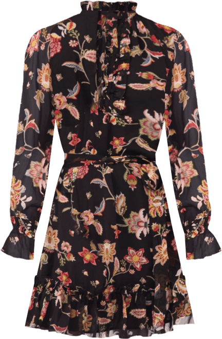 Women's Long Sleeve Tie Waist Mini Dress