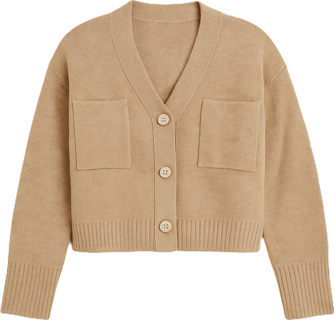 Women's Cropped V-Neck Oversized Cardigan