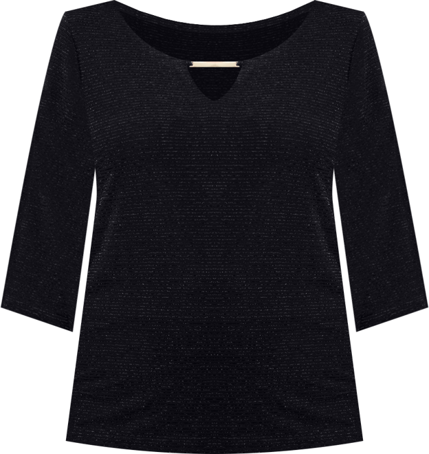 Plus Size Metallic Jacquard 3/4-Sleeve Top, Macy's Exclusive