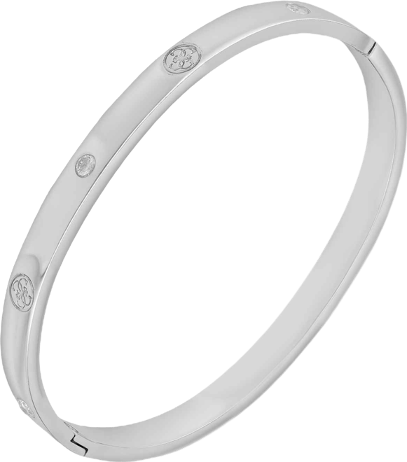 Cubic Zirconia Gold and Silver-Tone Side Hinge Bangle Bracelet