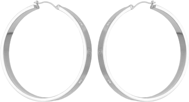 Cubic Zirconia Gold and Silver-Tone Logo Hoop Earrings