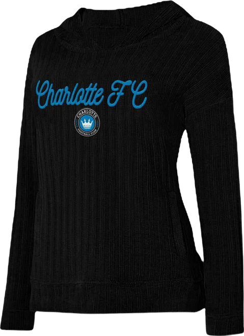Women's Black Charlotte Fc Linger Long Sleeve Hooded Top