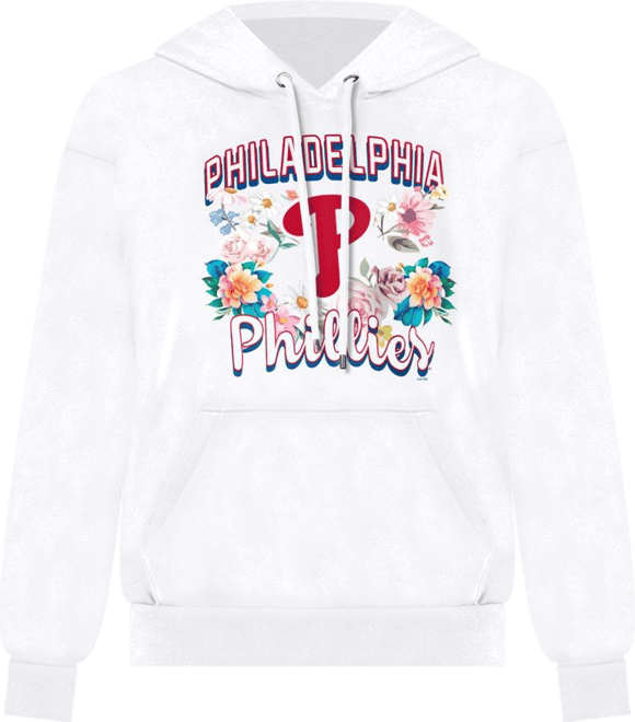 Women's White Philadelphia Phillies Flowers Graphic Pullover Hoodie