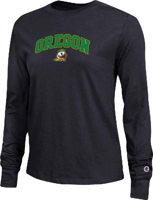 Women's Black Oregon Ducks Arch Over Logo Long Sleeve T-Shirt