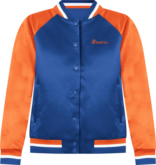 Women's Royal/Orange Denver Broncos Satin Full-Snap Varsity Jacket