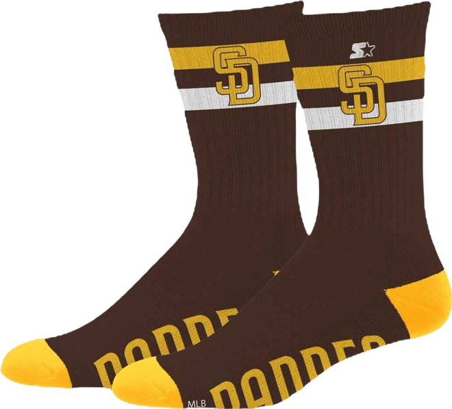 Men's and Women's San Diego Padres Team Color Two-Stripe Crew Socks