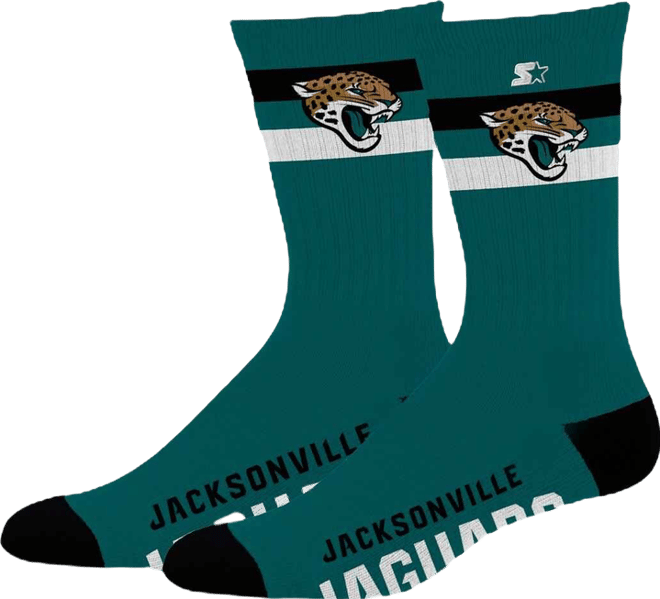 Men's and Women's Jacksonville Jaguars Team Color Two-Stripe Crew Socks