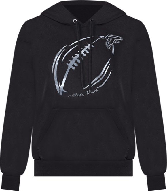 Women's Black Atlanta Falcons Metallic Print Football Sketch Fleece Pullover Hoodie