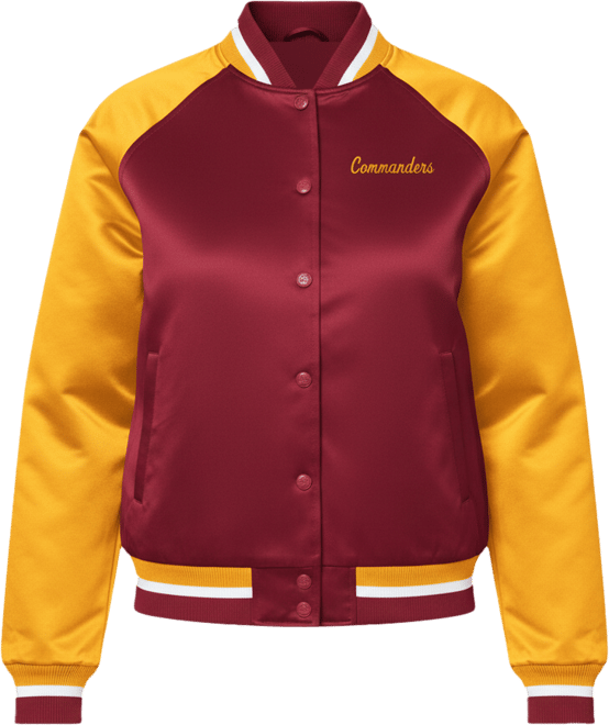 Women's Burgundy/Gold Washington Commanders Satin Full-Snap Vintage Varsity Jacket