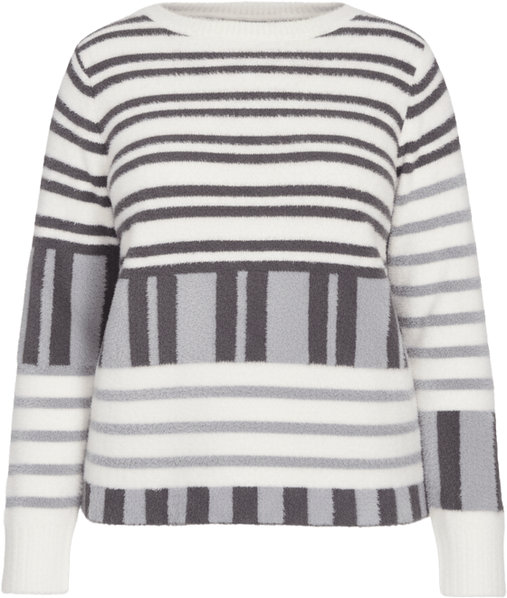 Plus Size Striped Feather Eyelash Sweater