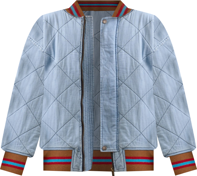 Women's Blue Thread Oversized Cotton Quilted Bomber Jacket