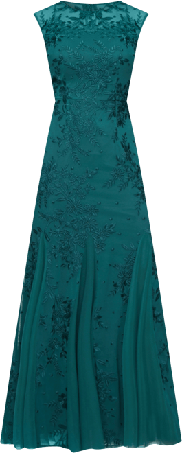 Petite Cap Sleeve Long A-Line Dress