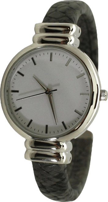 Dark Gray Faux Snake Skin Bangle Women Watch