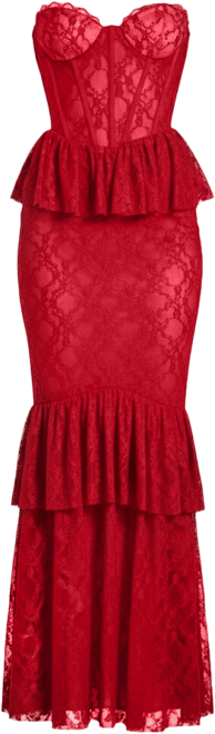 Women's Quennell Burgundy Lace Corset Maxi Dress