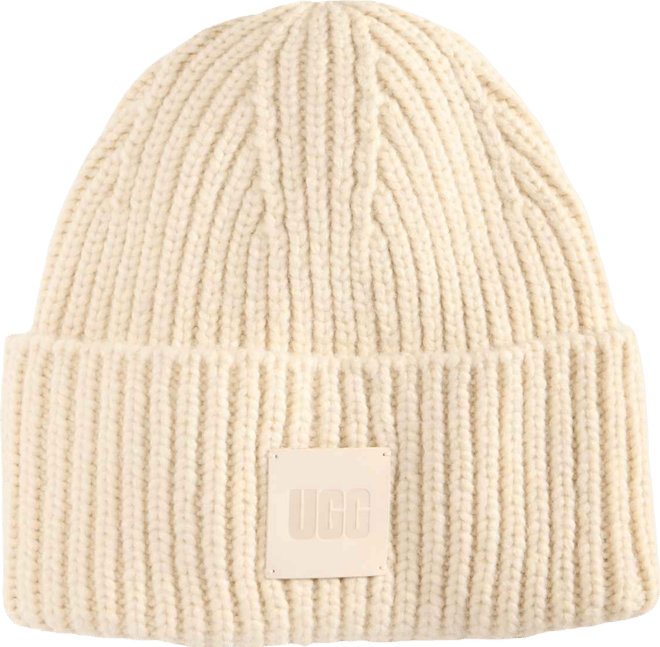 Women's Chunky Rib-Knit Logo-Patch Beanie