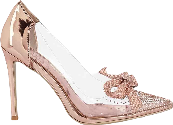 Women Erika Rhinestones Embellished Clear Pump Shoes